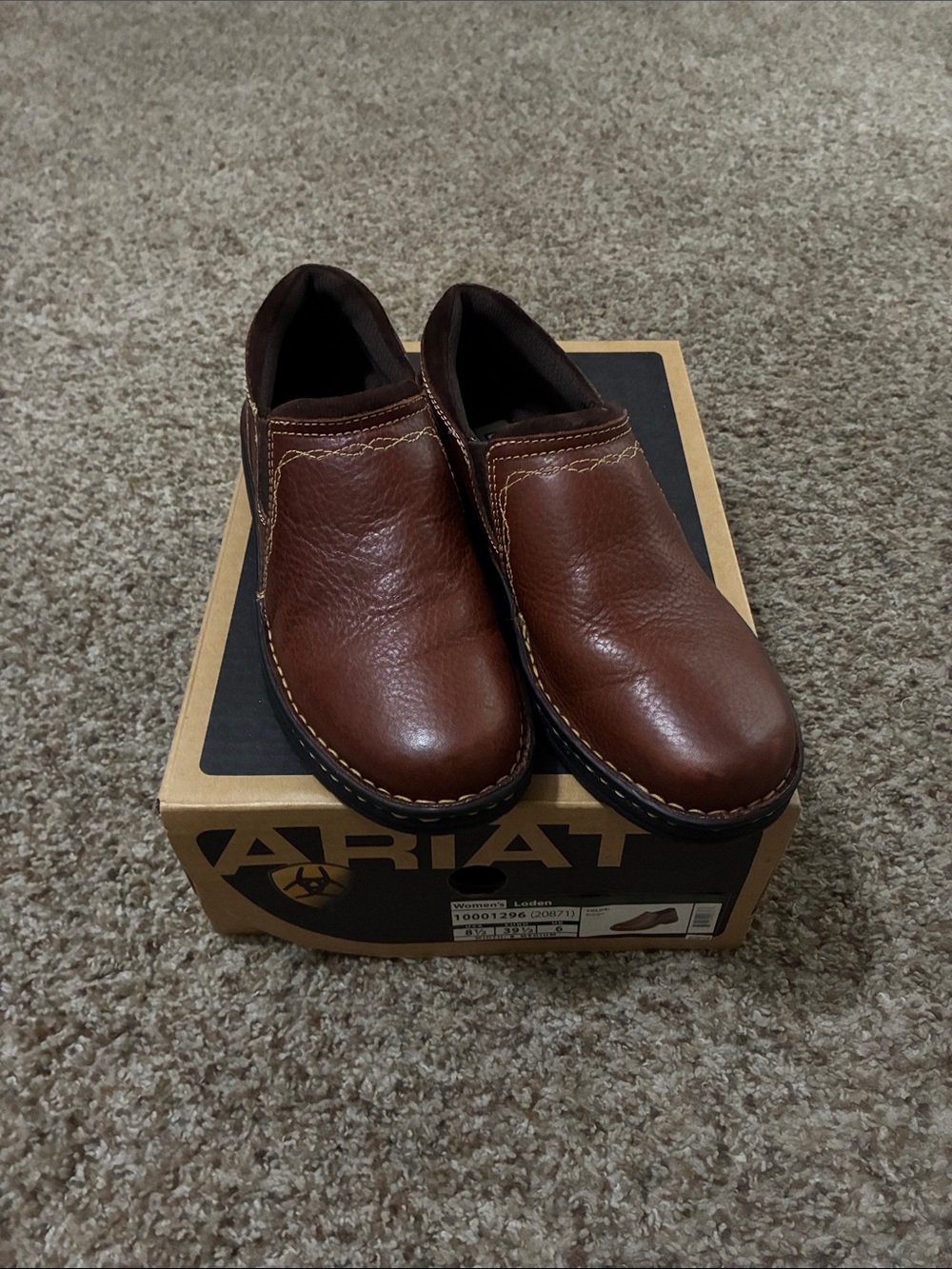Ariat Chestnut Brown Leather Slip-On Loafers